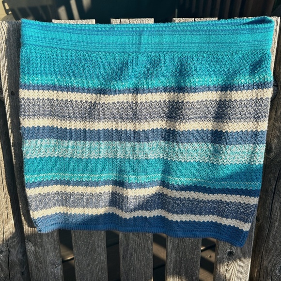 Goddis, Made in Brazil Dresses & Skirts - Crochette Mini Skirt, Turquoise/Blue/Off White, Goddis M/L straight fitted